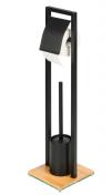 Wenko Bambusa toiletb�rste og toiletpapirholder t/gulv - Sort/bambus