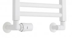 TVS Ventils�t type 121 m/returtermostat, venstre, vinkell�bende - Hvid
