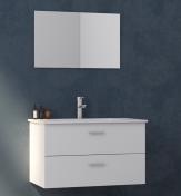 Nortiq Bergamo 61 m�belpakke inkl spejl - Mat hvid