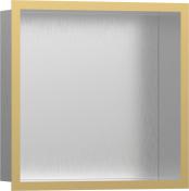 Hansgrohe XtraStoris indbygget hylde med designramme 300x300 - Guld optik/B�rstet rustfrit st�l