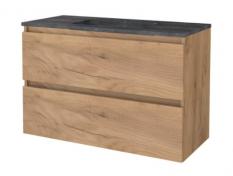 Sanibell Basicline m�bels�t 100 m/integrerede greb og stenvask - Whiskey eg