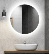 Sandra rundt spejl m/integreret LED lys, backlight og varme - �60 cm