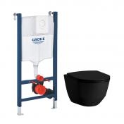 Laufen Pro Rimless mat sort toiletpakke inkl. s�de m. soft-close, cisterne og hvid betjening