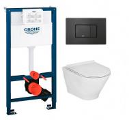 Laufen Roca Gap round RIMless toiletpakke inkl. s�de m/soft-close, mellem cisterne og mat sort betjening