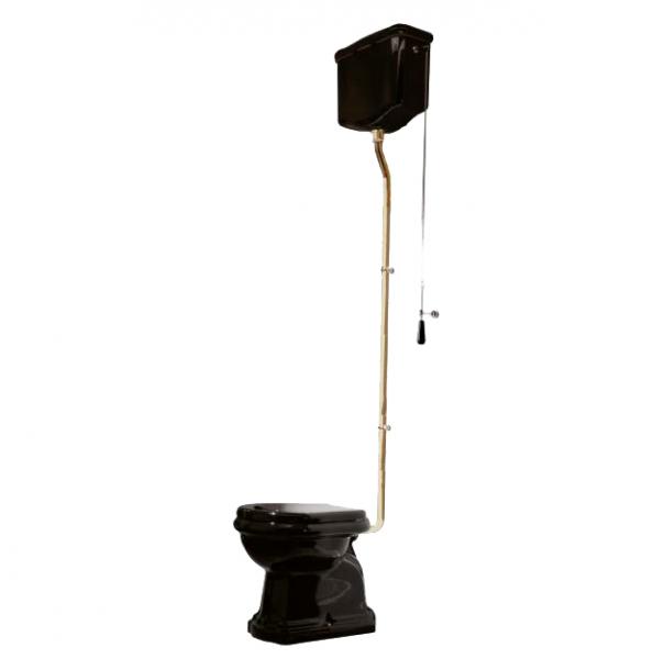 Lavabo Retro HIGH toilet med messing r&oslash;r og S-l&aring;s - Blank Sort