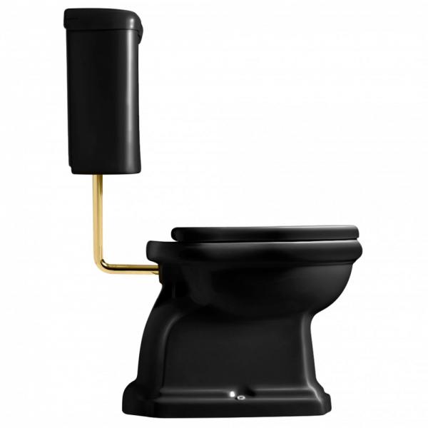 Lavabo Retro Low toilet med messing r&oslash;r og P-l&aring;s - Blank Sort