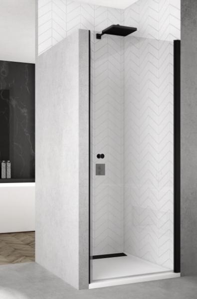 Bath niched&oslash;r - 80 cm - Klar glas/sort profil