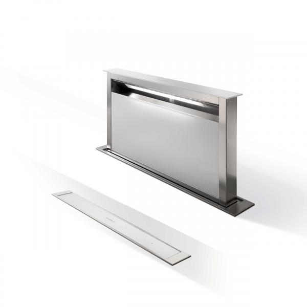 Eico Fabula W PLUS indbygget emh&aelig;tte t/ bordplade - Rustfrit st&aring;l m/hvid glas