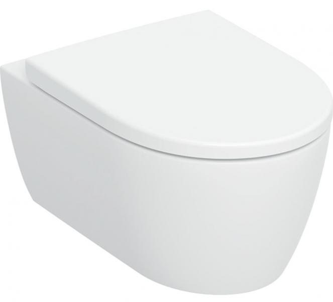 Geberit iCon v&aelig;gh&aelig;ngt toilet m/TurboFlush og toilets&aelig;de - Hvid mat