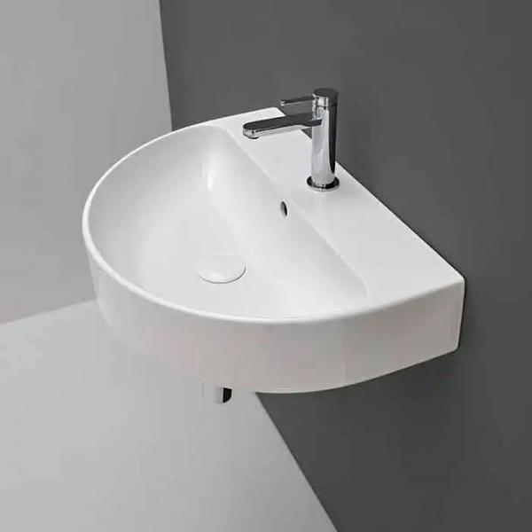 Lavabo 50 halvrund h&aring;ndvask t/v&aelig;g eller bord - 1 hanehul