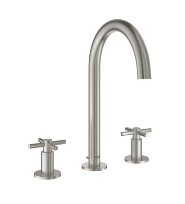 Grohe Atrio 3-huls h&aring;ndvaskarmatur m/svingtud og bundventil - Steel