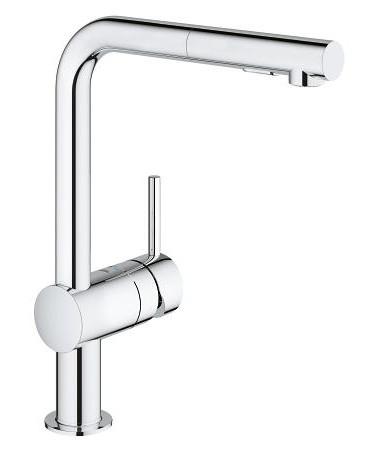 Grohe Minta k&oslash;kkenarmatur m/udtr&aelig;k og L-tud - Krom