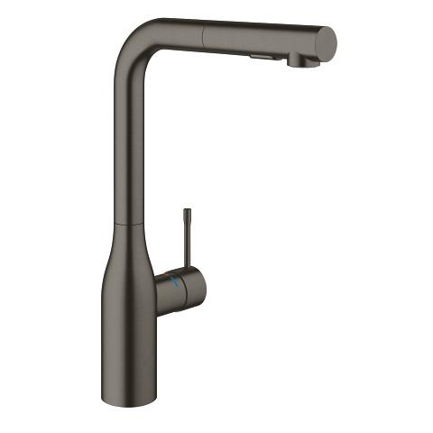 Grohe Essence New k&oslash;kkenarmatur m/udtr&aelig;k - B&oslash;rstet hard graphite