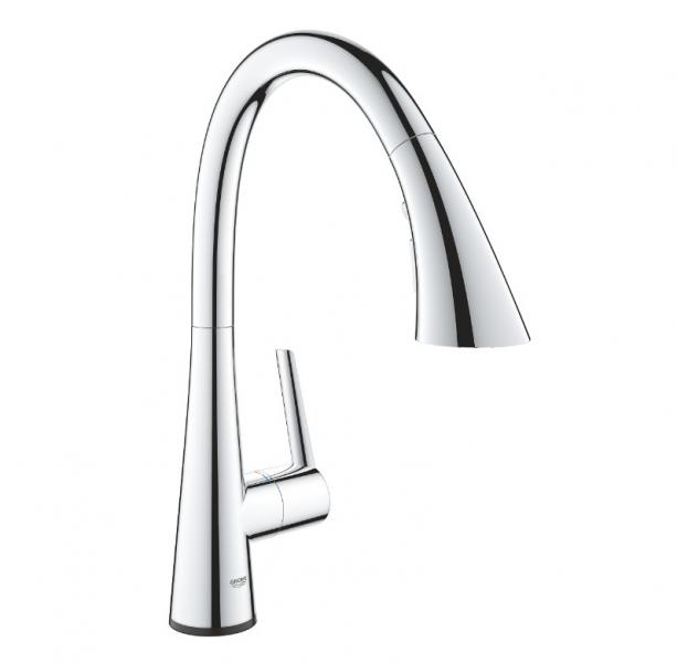 Grohe Zedra Touch elektronisk k&oslash;kkenarmatur m/udtr&aelig;ksbruser - Krom