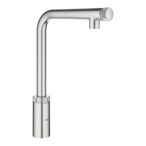 Grohe Minta SmartControl k&oslash;kkenarmatur m/udtr&aelig;k - Supersteel