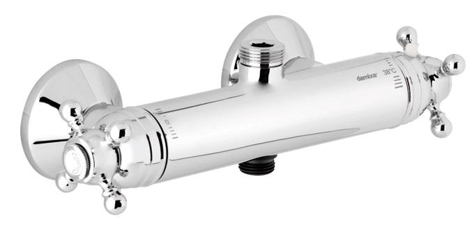 Damixa Tradition termostatarmatur med 3/4" afgang op og &frac12;" afgang ned