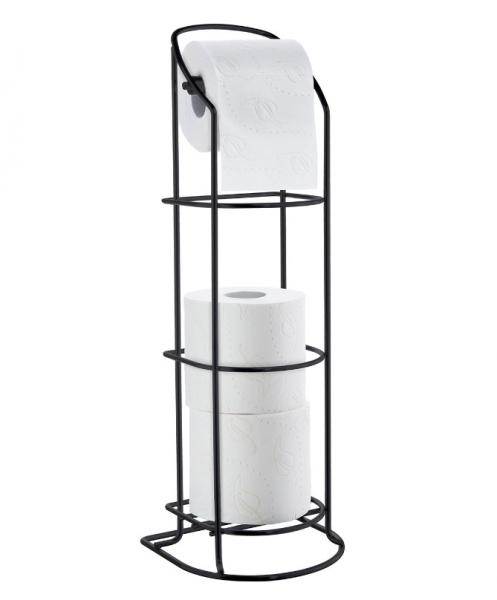 Beslagsboden fritst&aring;ende toiletpapirholder - Dobbelt - Sort