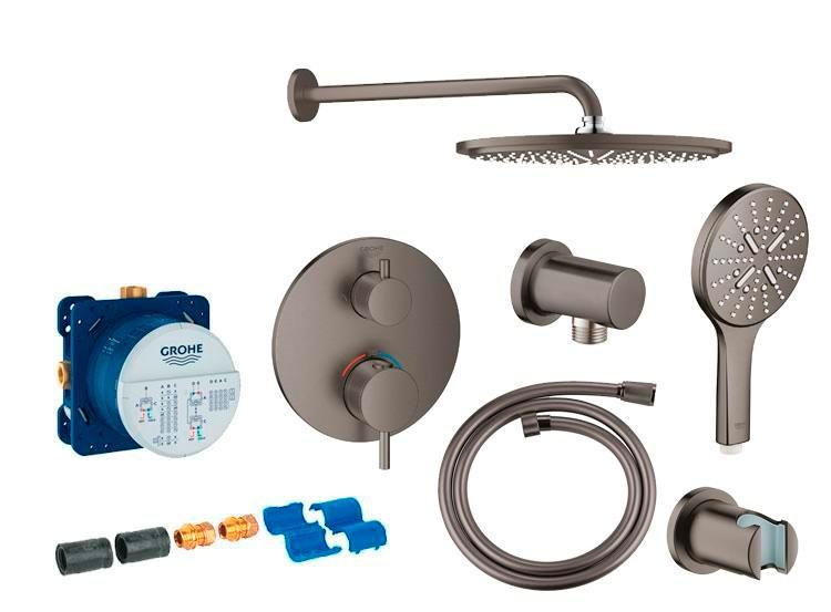 Grohe Atrio Rainshower 310 komplet brusesystem til indbygning m/SmartActive h&aring;ndbrus - B&oslash;rstet Hard Graphite