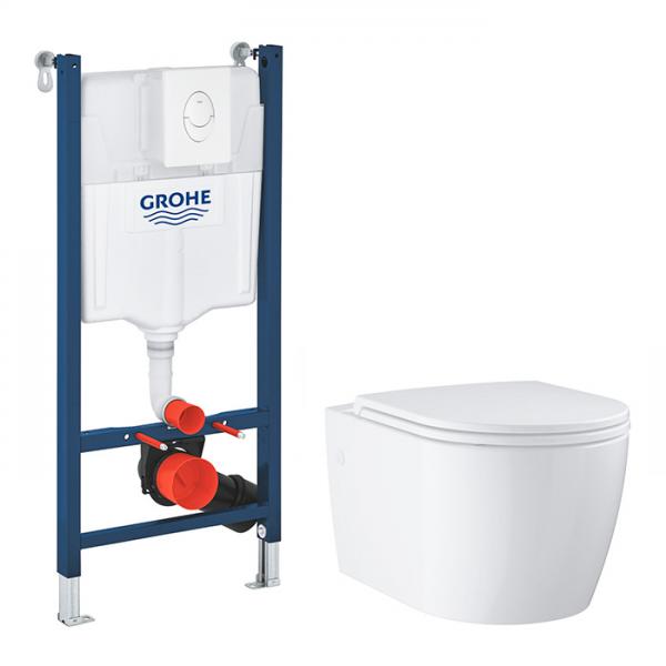 Grohe Start Round toiletpakke inkl. s&aelig;de m/SoftClose, cisterne og betjening i hvid
