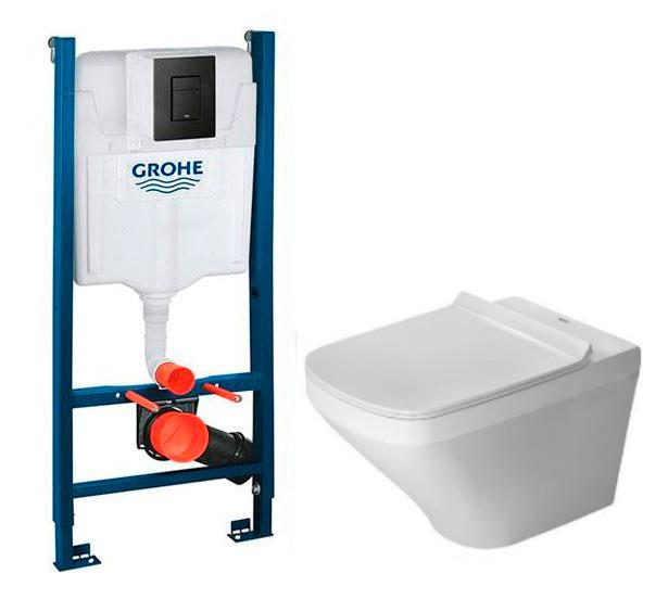Duravit Durastyle Rimless toiletpakke inkl. s&aelig;de m/softclose, cisterne og mat sort betjening