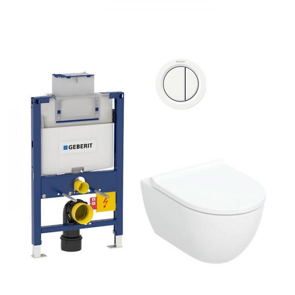 Geberit Acanto toiletpakke m/TurboFlush, s&aelig;de, lav cisterne og hvid betjening