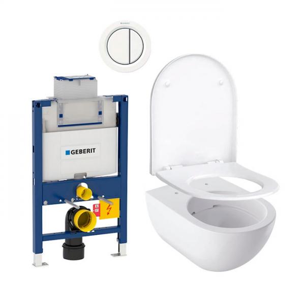 Geberit Acanto toiletpakke m/Keratect, s&aelig;de, lav cisterne og hvid betjening