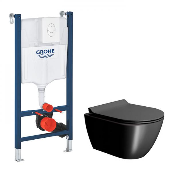 GSI Pura Ardesia 50 toiletpakke inkl. s&aelig;de m. softclose, cisterne og hvid betjening