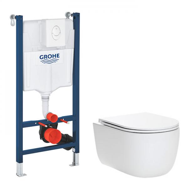 Cass&oslash;e Silent rimless toiletpakke inkl. s&aelig;de m/SoftClose, cisterne og betjening i hvid