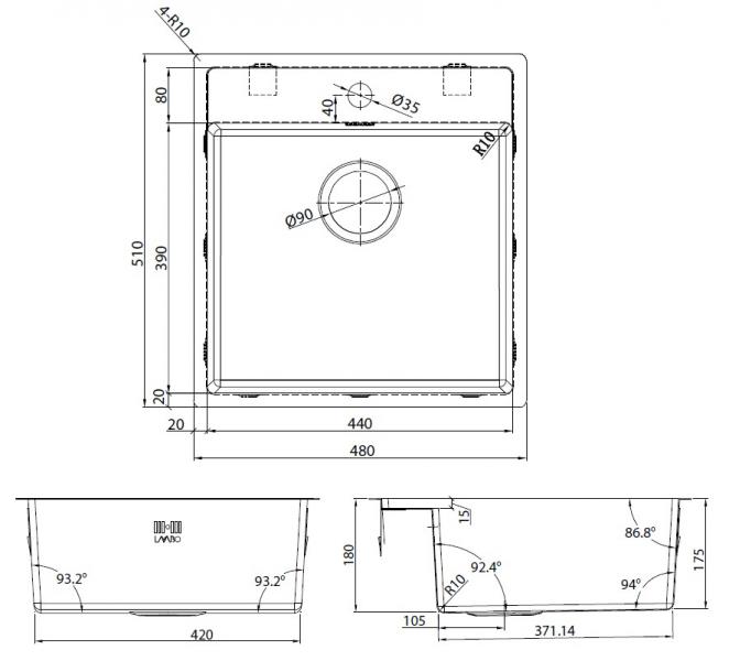 Lavabo Nexus 50 k&oslash;kkenvask M/Grohe start k&oslash;kkenarmatur