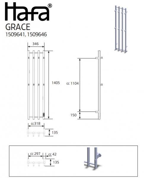 Hafa Grace h&aring;ndkl&aelig;det&oslash;rrer - 34x140 cm - Rustfrit st&aring;l
