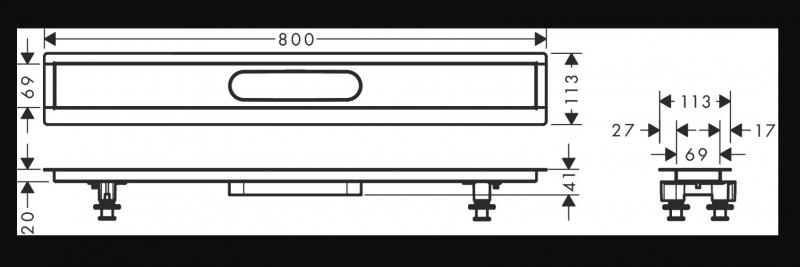 Hansgrohe RainDrain installationss&aelig;t - 80 cm