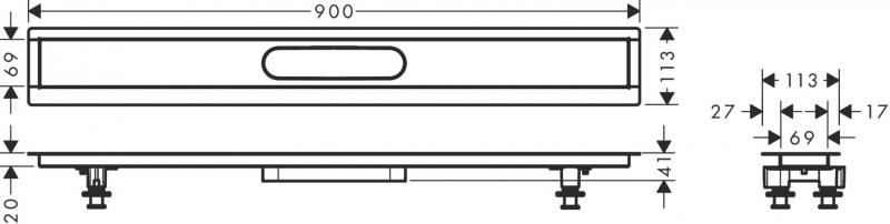 Hansgrohe RainDrain installationss&aelig;t - 90 cm