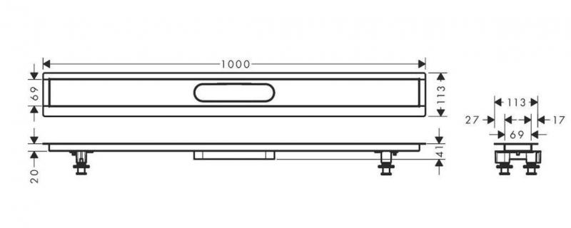 Hansgrohe RainDrain installationss&aelig;t - 100 cm