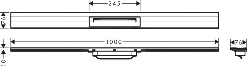 Hansgrohe RainDrain Flex afl&oslash;b (kan afkortes) t/bagv&aelig;g - 100 - Mat sort