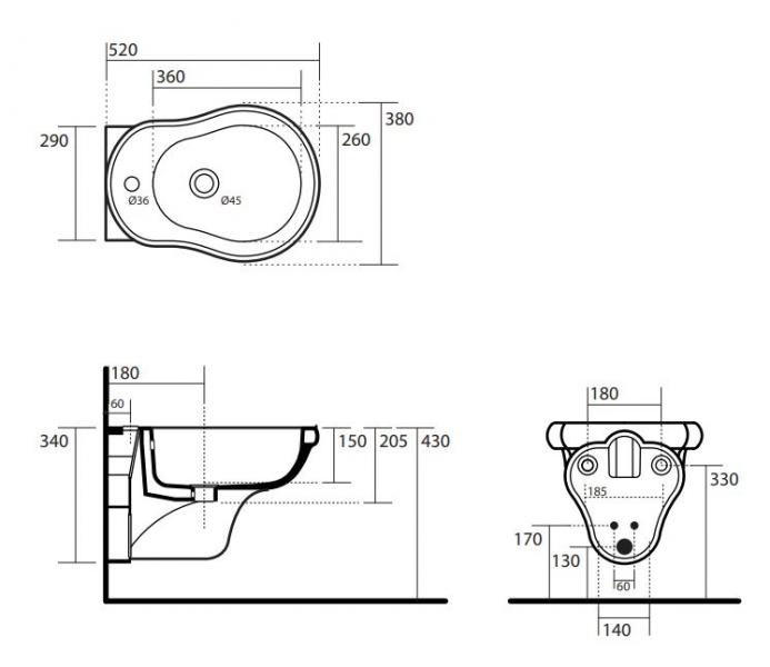 Lavabo Retro v&aelig;gh&aelig;ngt bidet - Hvid