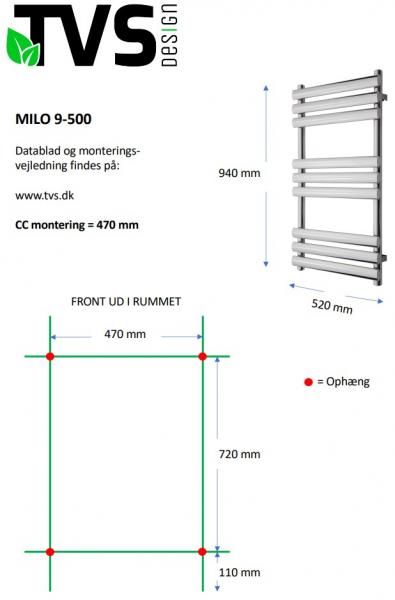 TVS Milo 9 h&aring;ndkl&aelig;det&oslash;rrer - 52x94 cm - Hvid