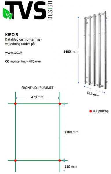 TVS Kiro 5 h&aring;ndkl&aelig;det&oslash;rrer - 51,5x140 cm - Krom