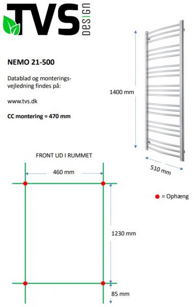 TVS Nemo 21 h&aring;ndkl&aelig;det&oslash;rrer - 51x140 cm - Hvid