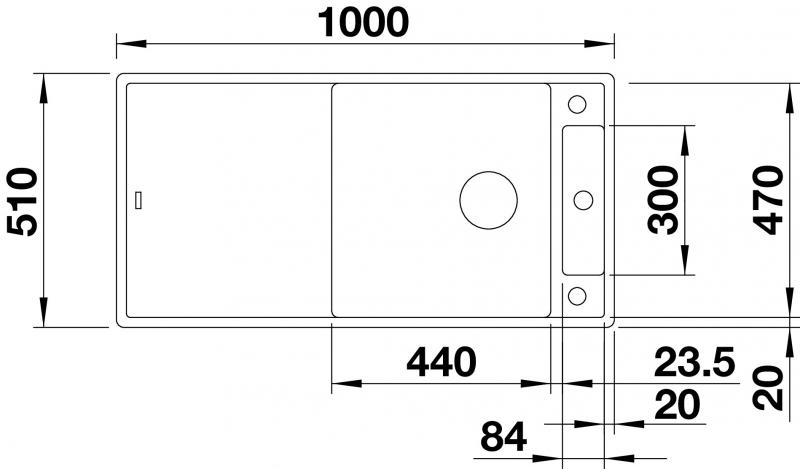 Blanco Axia III XL 6 S k&oslash;kkenvask m/sk&aelig;rebr&aelig;t - Antracit