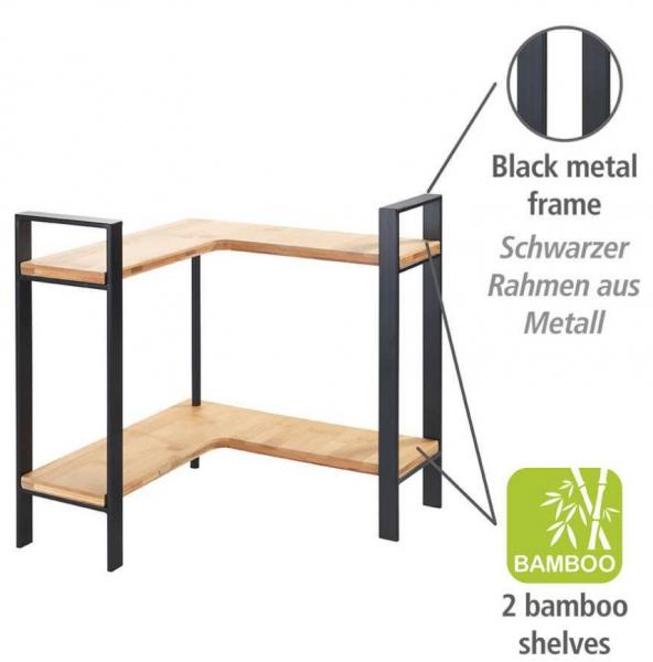 Wenko Lou hj&oslash;rnereol t/k&oslash;kkenbord - Sort/bambus