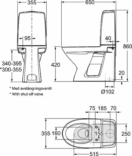 If&ouml; Spira 6260 gulvtoilet m/Rimfree, If&oslash; Clean og Sensor skyl - Batteri