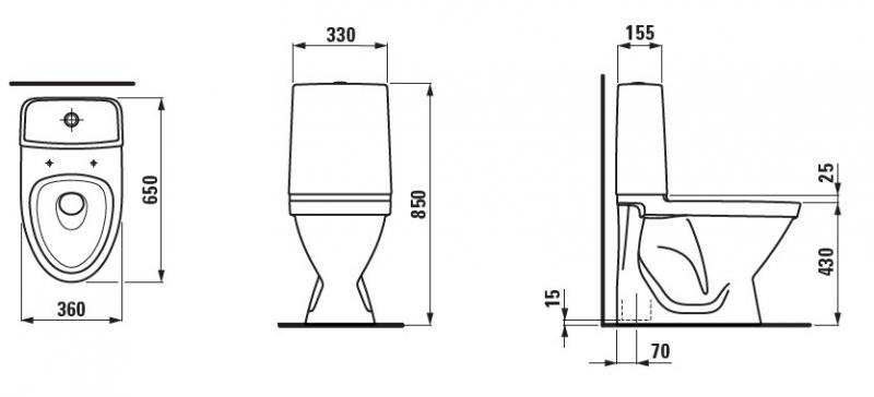 Laufen Rigo rimless toilet m/skjult S-l&aring;s