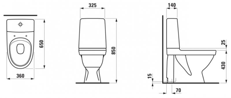 Laufen Kompas Rimless toilet med skjult S-l&aring;s - limning