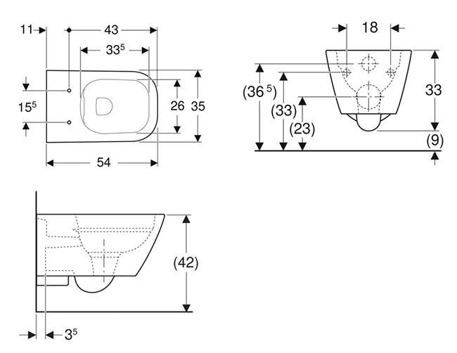 Geberit Smyle Square kompakt v&aelig;gh&aelig;ngt toilet