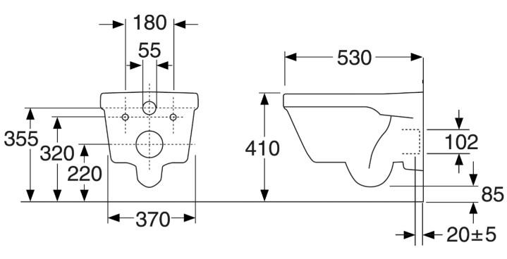 Gustavsberg Hygienic Flush v&aelig;gh&aelig;ngt toilet u/skyllerand