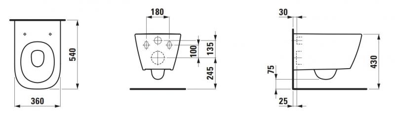 Laufen MEDA rimless v&aelig;gh&aelig;ngt toilet m/Silent Flush