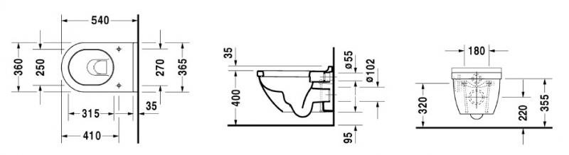Duravit Starck 3 v&aelig;gh&aelig;ngt toilet inkl. s&aelig;de m/SoftClose
