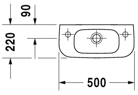 Duravit D-Code 50 h&aring;ndvask t/v&aelig;g - H&oslash;jre