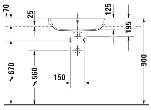 Duravit Happy D.2 Plus 60 bowlevask op til v&aelig;g - 1 hanehul
