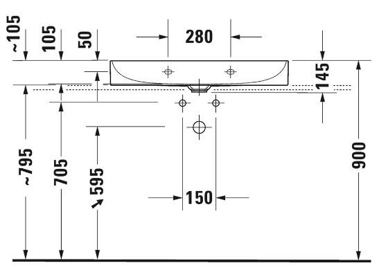 Duravit DuraSquare 80 m&oslash;belvask - Uden hanehul